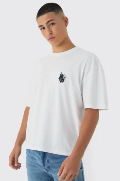 Boxy Butterfly Embroidery T-shirt | BoohooMAN UK
