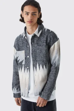 Boxy Button Up Stripe Overshirt | BoohooMAN UK
