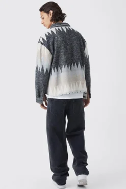Boxy Button Up Stripe Overshirt | BoohooMAN UK
