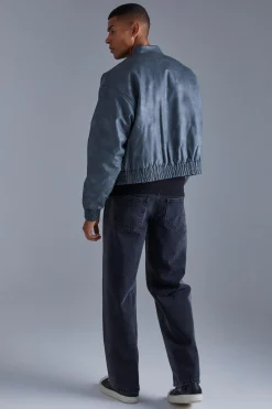 Boxy Cargo Pocket Washed Pu Bomber | BoohooMAN UK