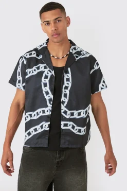Boxy Chain Satin Shirt | BoohooMAN UK