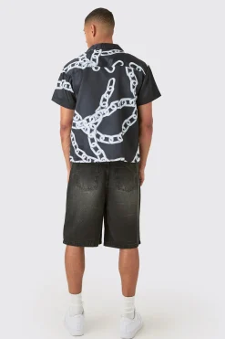 Boxy Chain Satin Shirt | BoohooMAN UK