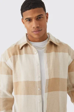 Boxy Check Graphic Overshirt | BoohooMAN UK