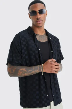 Boxy Check Towelling Shirt | BoohooMAN UK