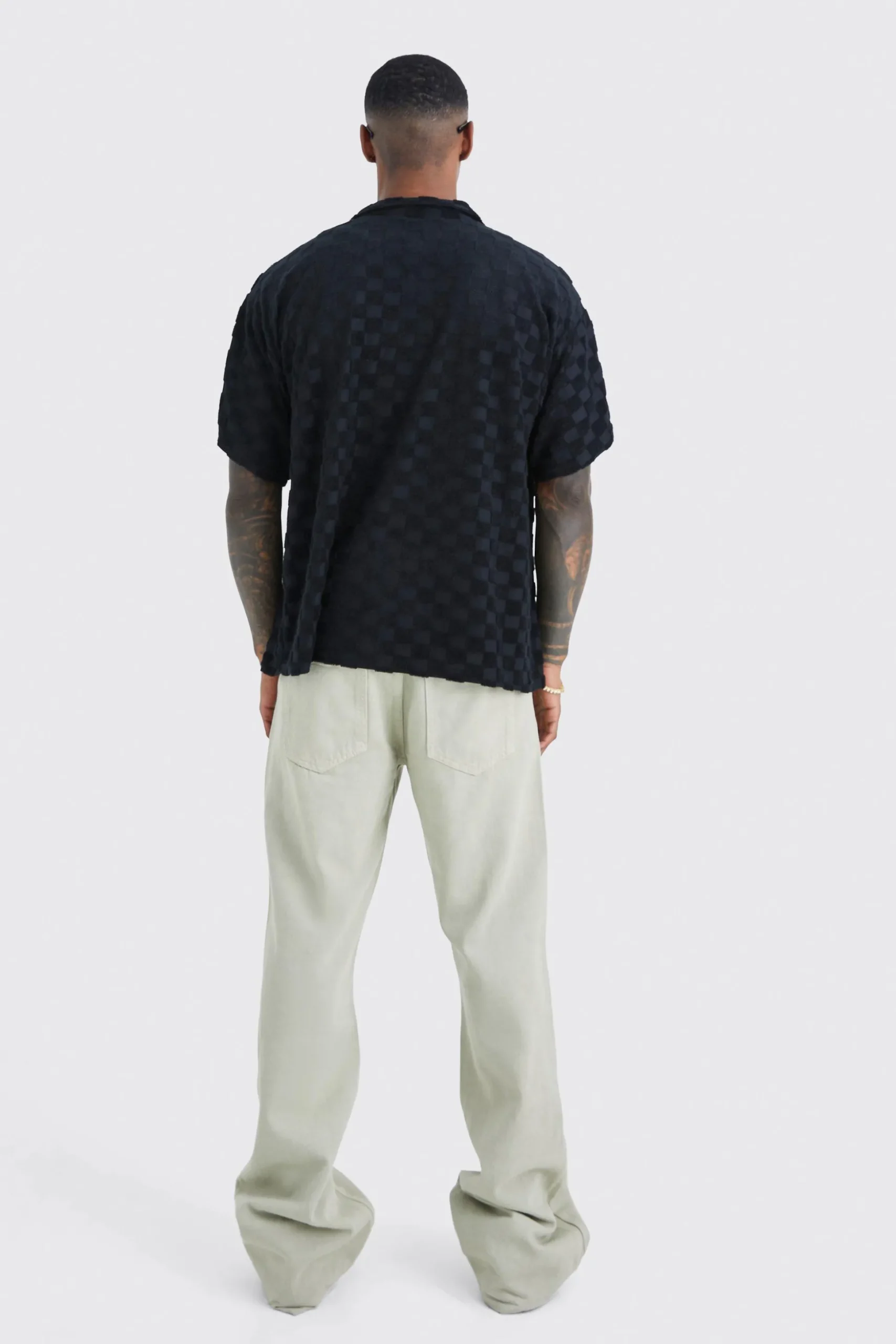 Boxy Check Towelling Shirt | BoohooMAN UK