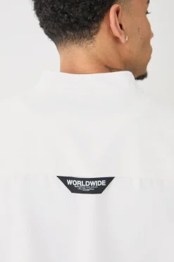 Boxy Collarless Soft Twill Label Shirt | BoohooMAN UK