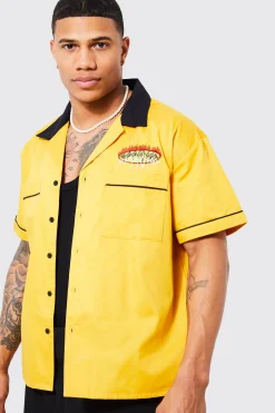 Boxy Cotton Official Embroidered Shirt | BoohooMAN UK