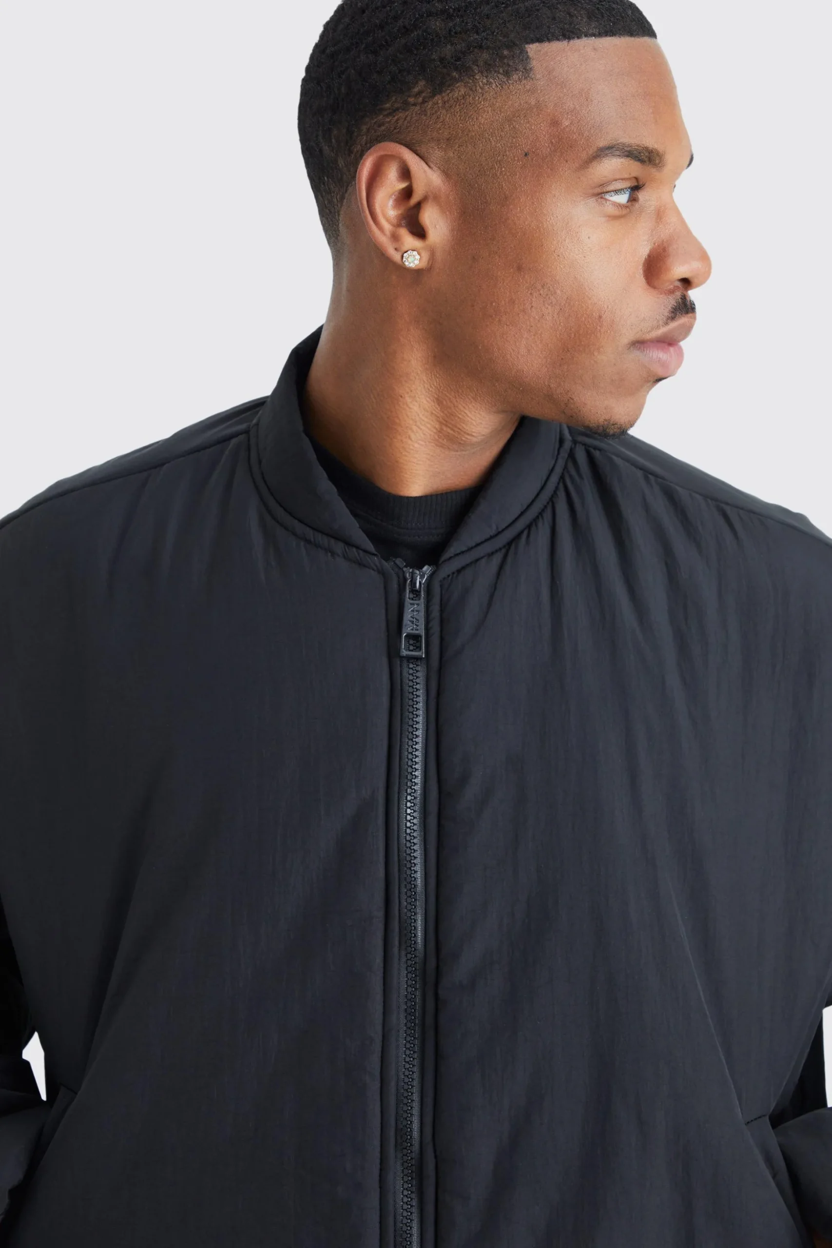 Boxy Crinkle Nylon Puffer Bomber | BoohooMAN UK