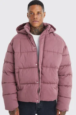 Boxy Crinkle Nylon Puffer | BoohooMAN UK