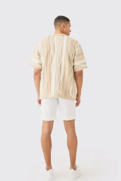 Boxy 3d Jacquard Knit Shirt | BoohooMAN UK