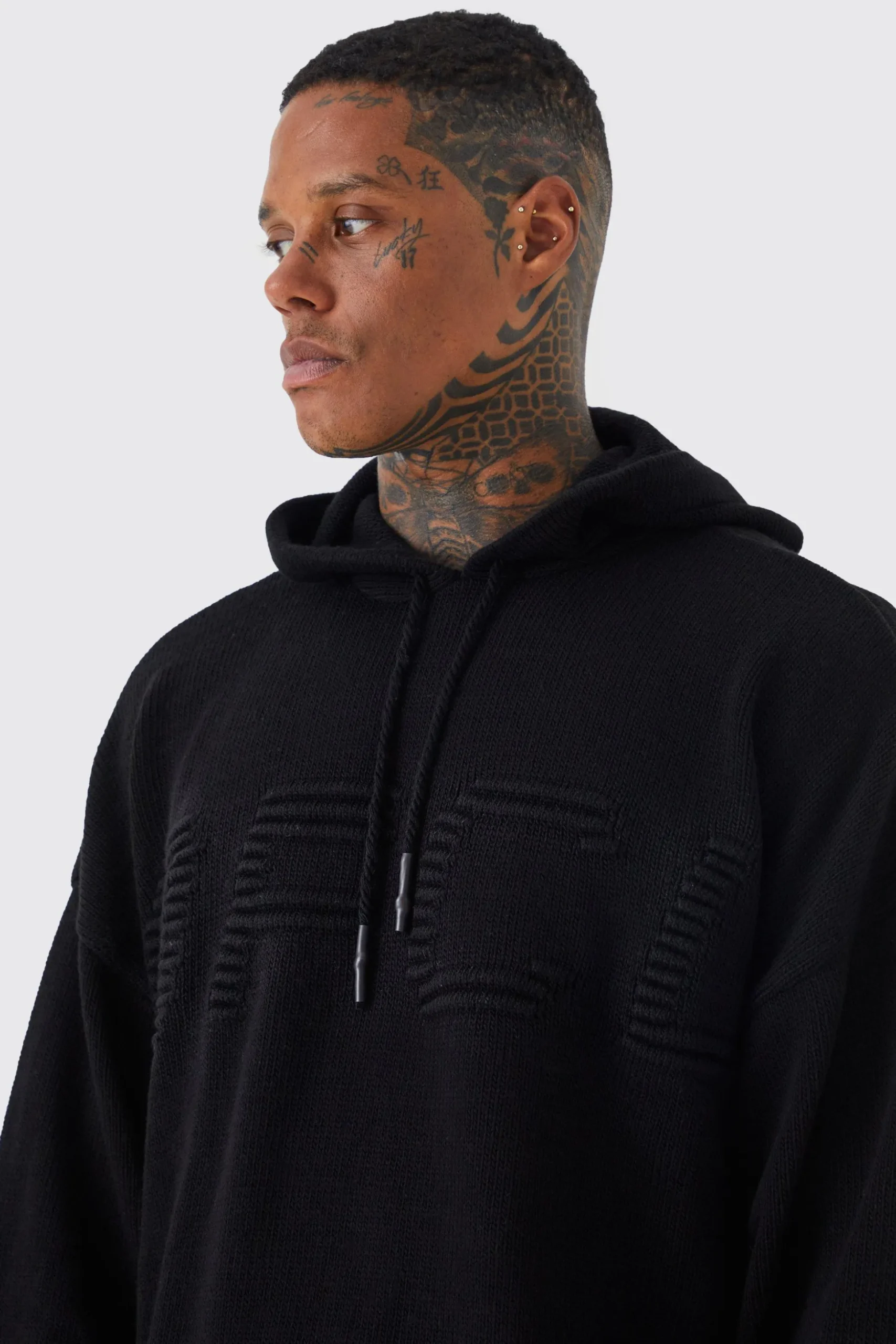 Boxy 3d Ofcl Knitted Hoodie | BoohooMAN UK
