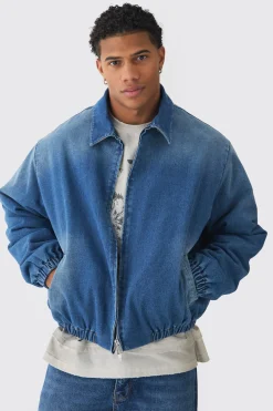 Boxy Denim Padded Jacket | BoohooMAN UK