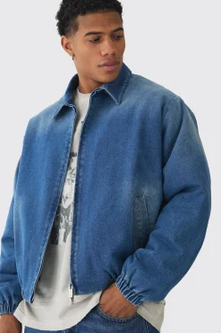 Boxy Denim Padded Jacket | BoohooMAN UK