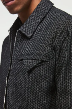 Boxy Denim Textured Jacket | BoohooMAN UK