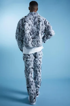 Boxy Distressed Tapestry Denim Jacket And Jeans | BoohooMAN UK