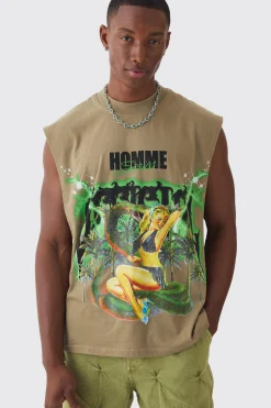 Boxy Drop Armhole Extended Neck Homme Official Tank | BoohooMAN UK