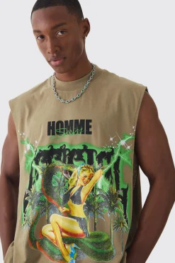 Boxy Drop Armhole Extended Neck Homme Official Tank | BoohooMAN UK