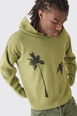 Boxy Drop Shoulder Graphic Knit Hoodie | BoohooMAN UK