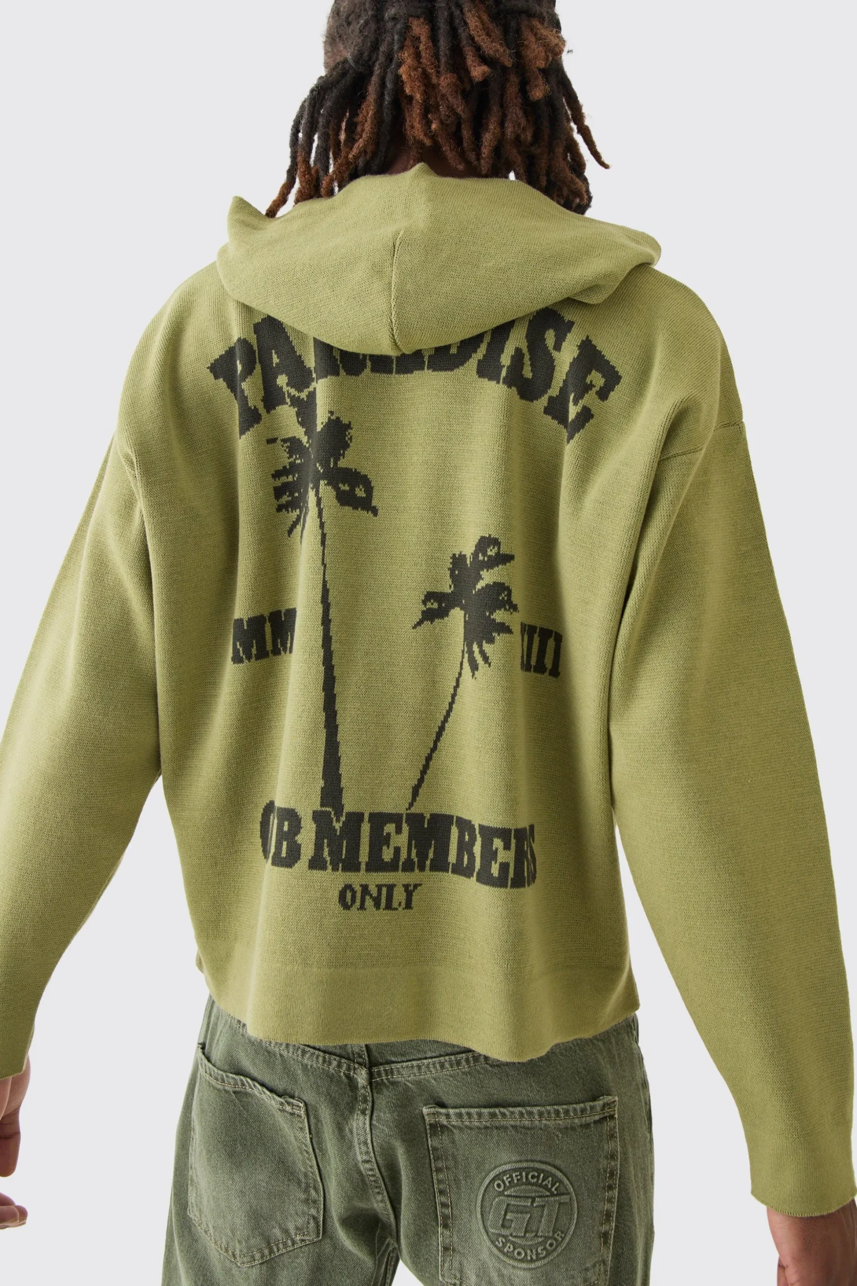 Boxy Drop Shoulder Graphic Knit Hoodie | BoohooMAN UK