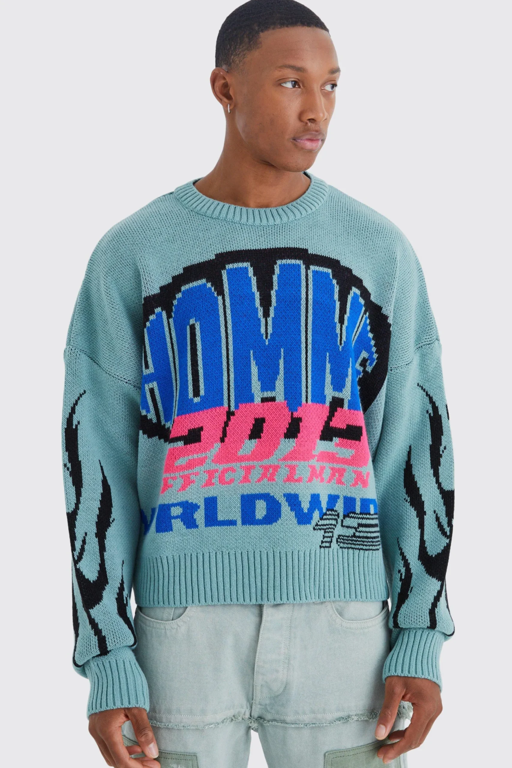 Boxy Drop Shoulder Moto Jumper | BoohooMAN UK