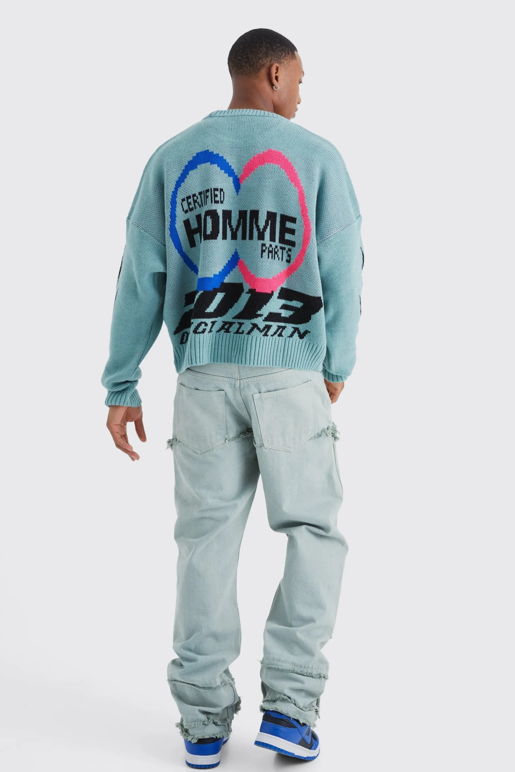 Boxy Drop Shoulder Moto Jumper | BoohooMAN UK