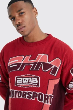 Boxy Drop Shoulder Moto Knitted Jumper | BoohooMAN UK