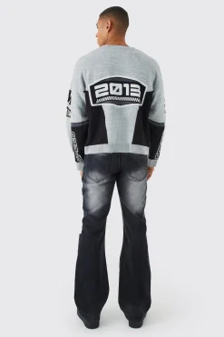 Boxy Drop Shoulder Moto Knitted Jumper | BoohooMAN UK