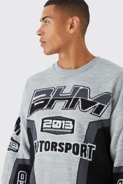 Boxy Drop Shoulder Moto Knitted Jumper | BoohooMAN UK