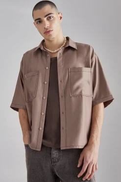 Boxy Dropped Shoulder Soft Twill Shirt | BoohooMAN UK