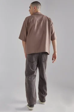 Boxy Dropped Shoulder Soft Twill Shirt | BoohooMAN UK