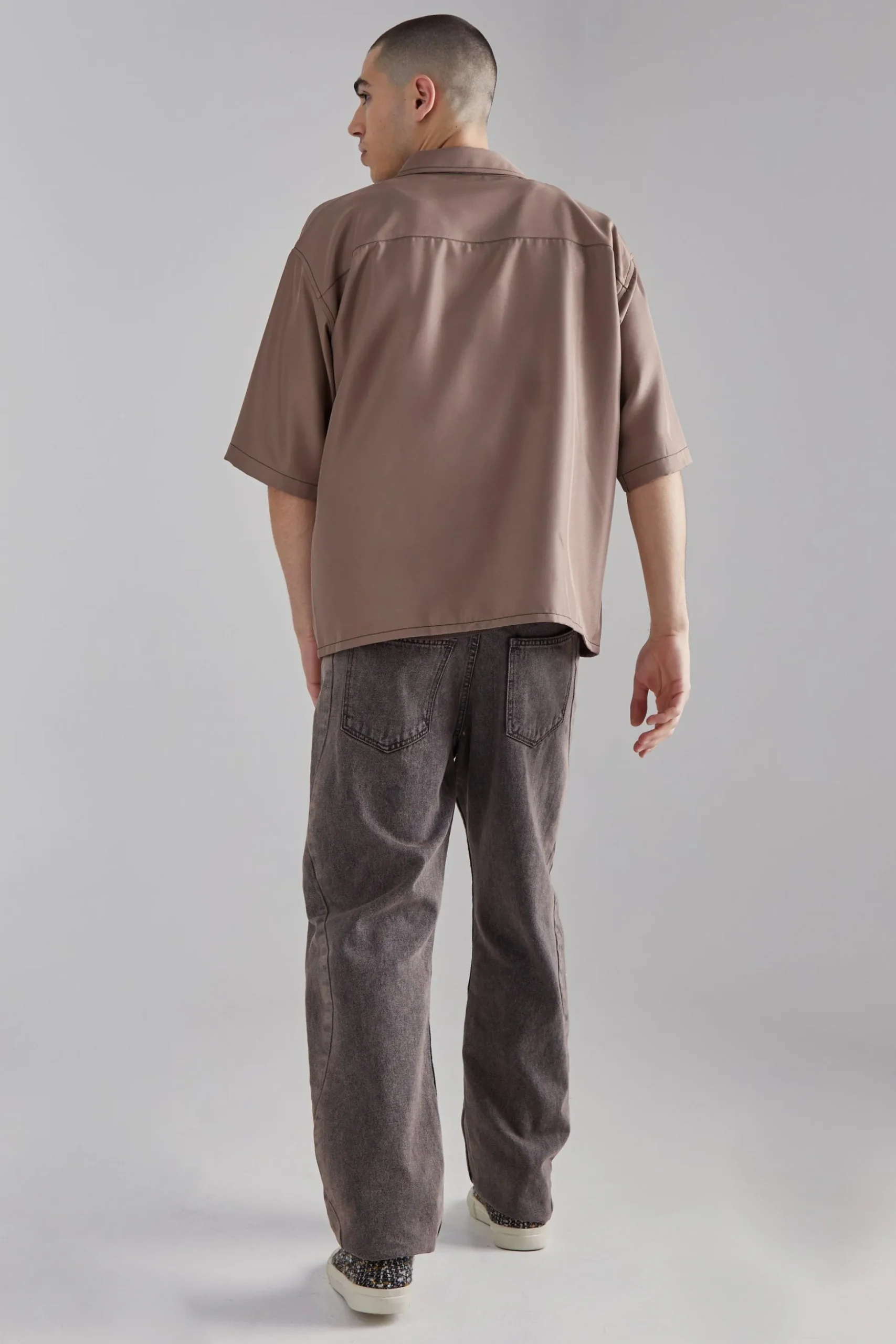 Boxy Dropped Shoulder Soft Twill Shirt | BoohooMAN UK