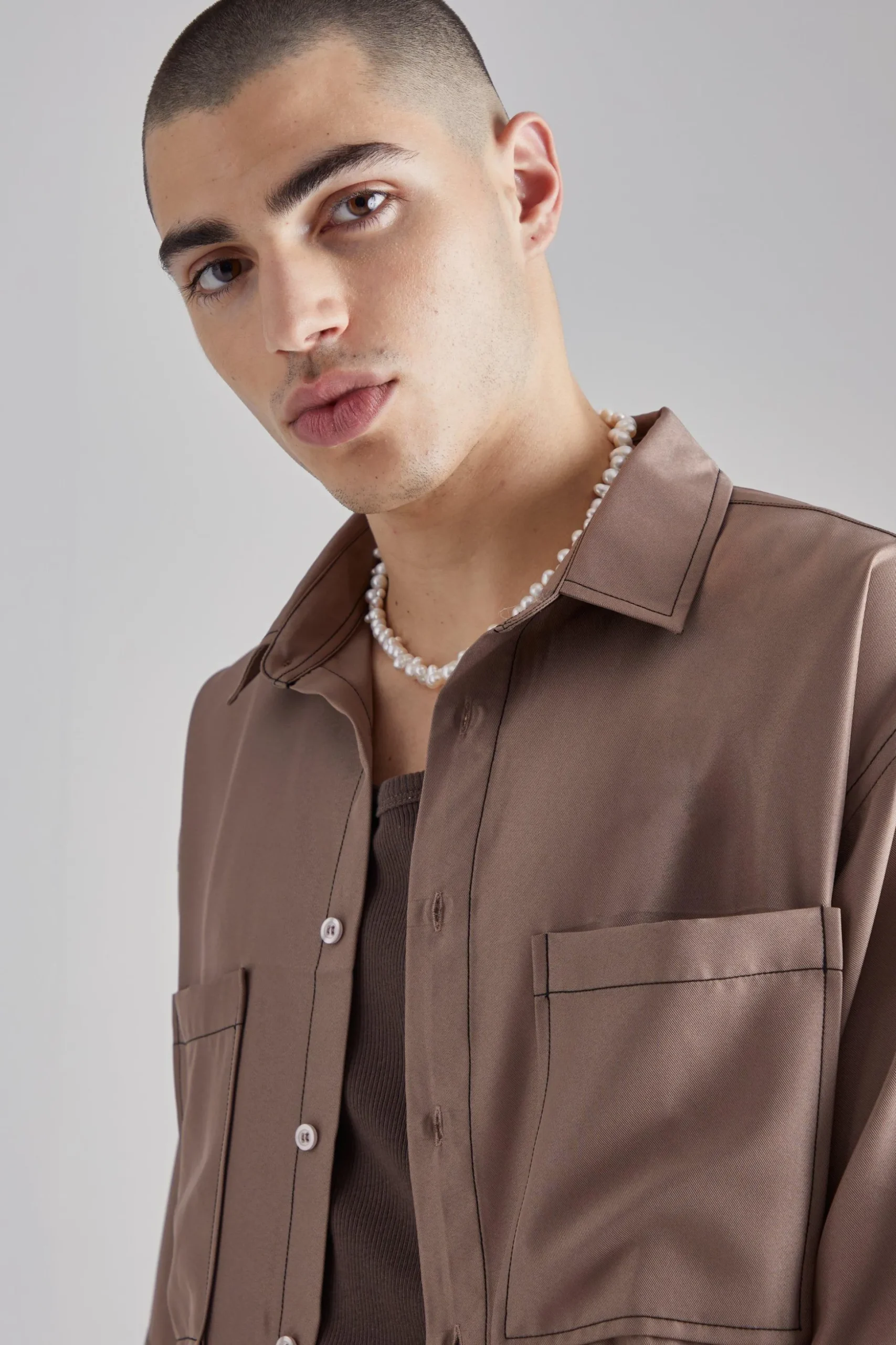 Boxy Dropped Shoulder Soft Twill Shirt | BoohooMAN UK