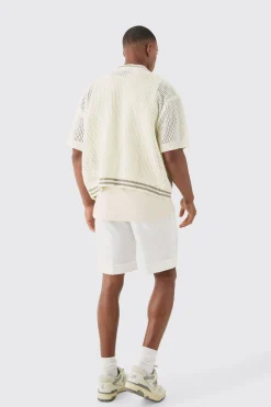Boxy Dual Zip Open Stitch Colour Block Shirt | BoohooMAN UK
