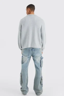 Boxy Fit Brushed Knit Cardigan | BoohooMAN UK