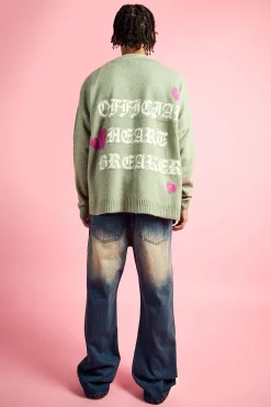Boxy Fit Brushed Knit Skeleton Cardigan | BoohooMAN UK
