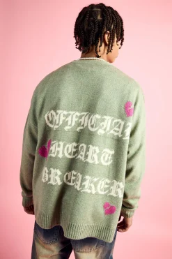 Boxy Fit Brushed Knit Skeleton Cardigan | BoohooMAN UK