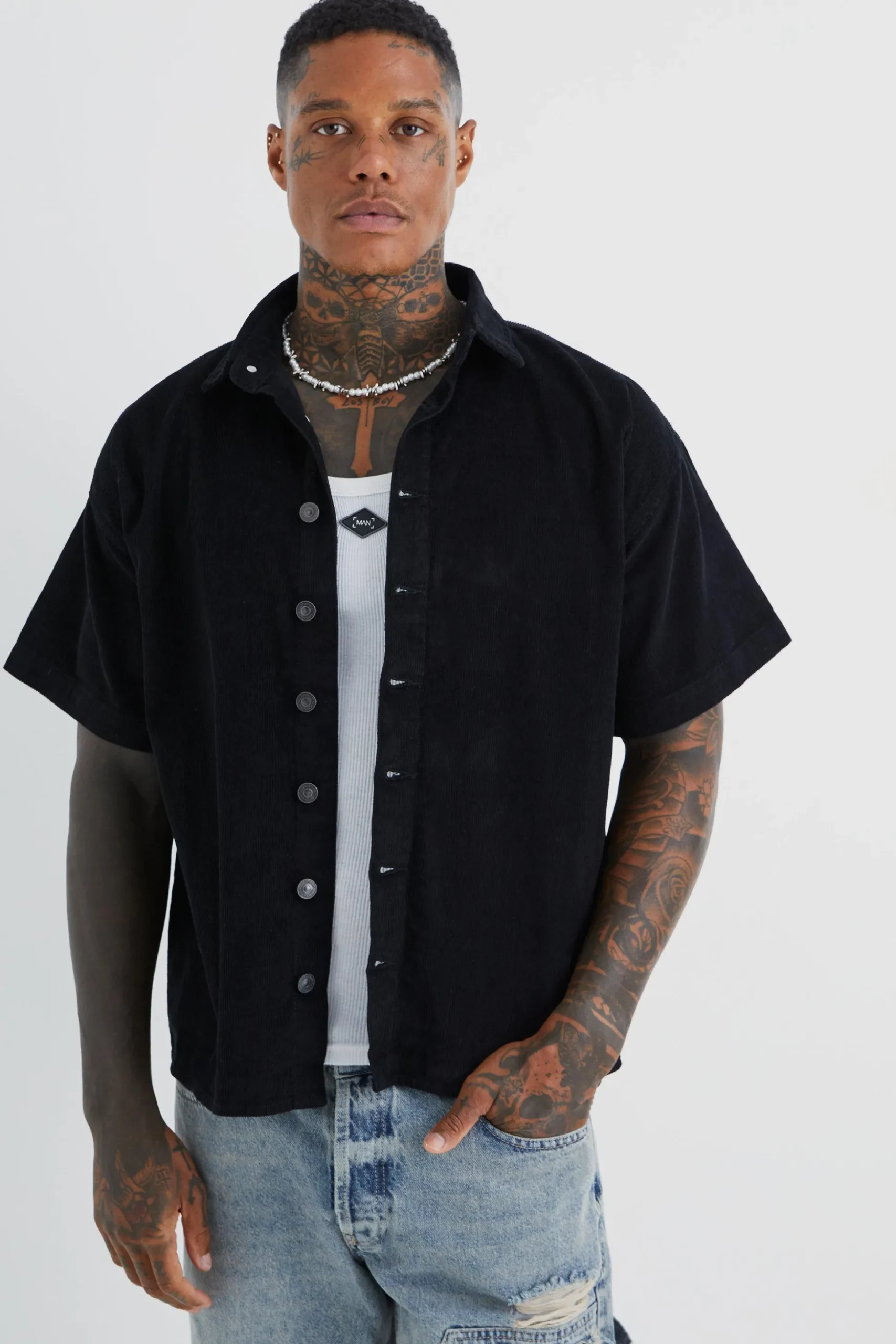 Boxy Fit Cord Shirt | BoohooMAN UK