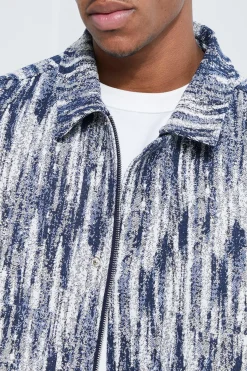 Boxy Fit Fabric Interest Denim Jacket | BoohooMAN UK