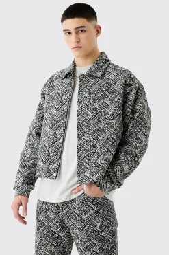 Boxy Fit Fabric Interest Tapestry Jacket | BoohooMAN UK