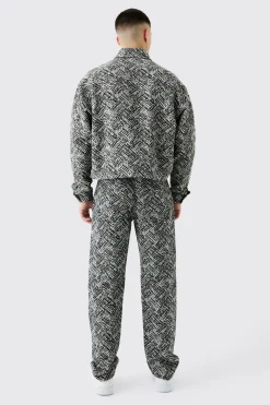 Boxy Fit Fabric Interest Tapestry Jacket | BoohooMAN UK