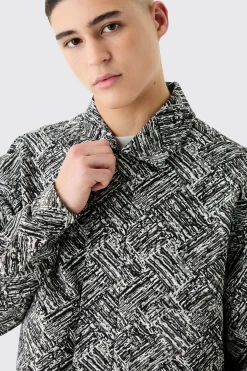 Boxy Fit Fabric Interest Tapestry Jacket | BoohooMAN UK