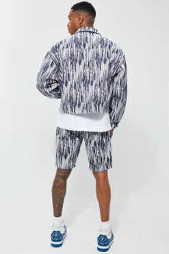 Boxy Fit Fabric Interest Denim Jacket And Jeans/ Shorts | BoohooMAN UK