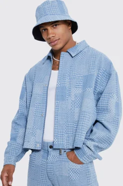Boxy Fit Fabric Interest Denim Jacket And Jeans | BoohooMAN UK