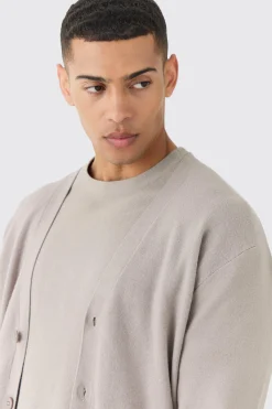 Boxy Fit Knitted Cardigan | BoohooMAN UK