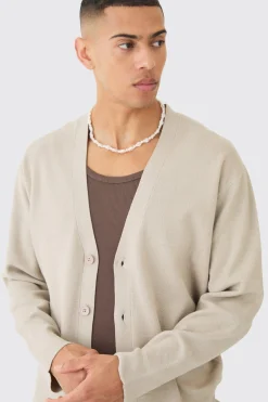 Boxy Fit Knitted Cardigan | BoohooMAN UK