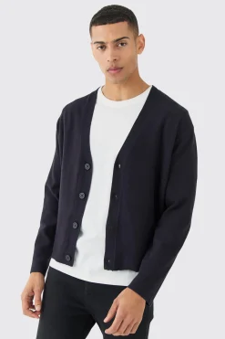 Boxy Fit Knitted Cardigan | BoohooMAN UK