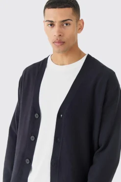 Boxy Fit Knitted Cardigan | BoohooMAN UK