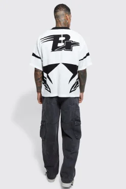Boxy Fit Knitted Moto Shirt | BoohooMAN UK
