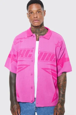 Boxy Fit Knitted Moto Shirt | BoohooMAN UK