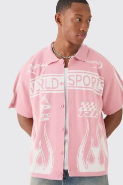 Boxy Fit Knitted Moto Shirt | BoohooMAN UK